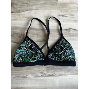 Athleta Black and Green Bikini Top